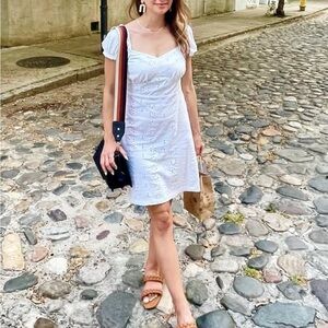 ASOS White eyelet puff sleeve dress